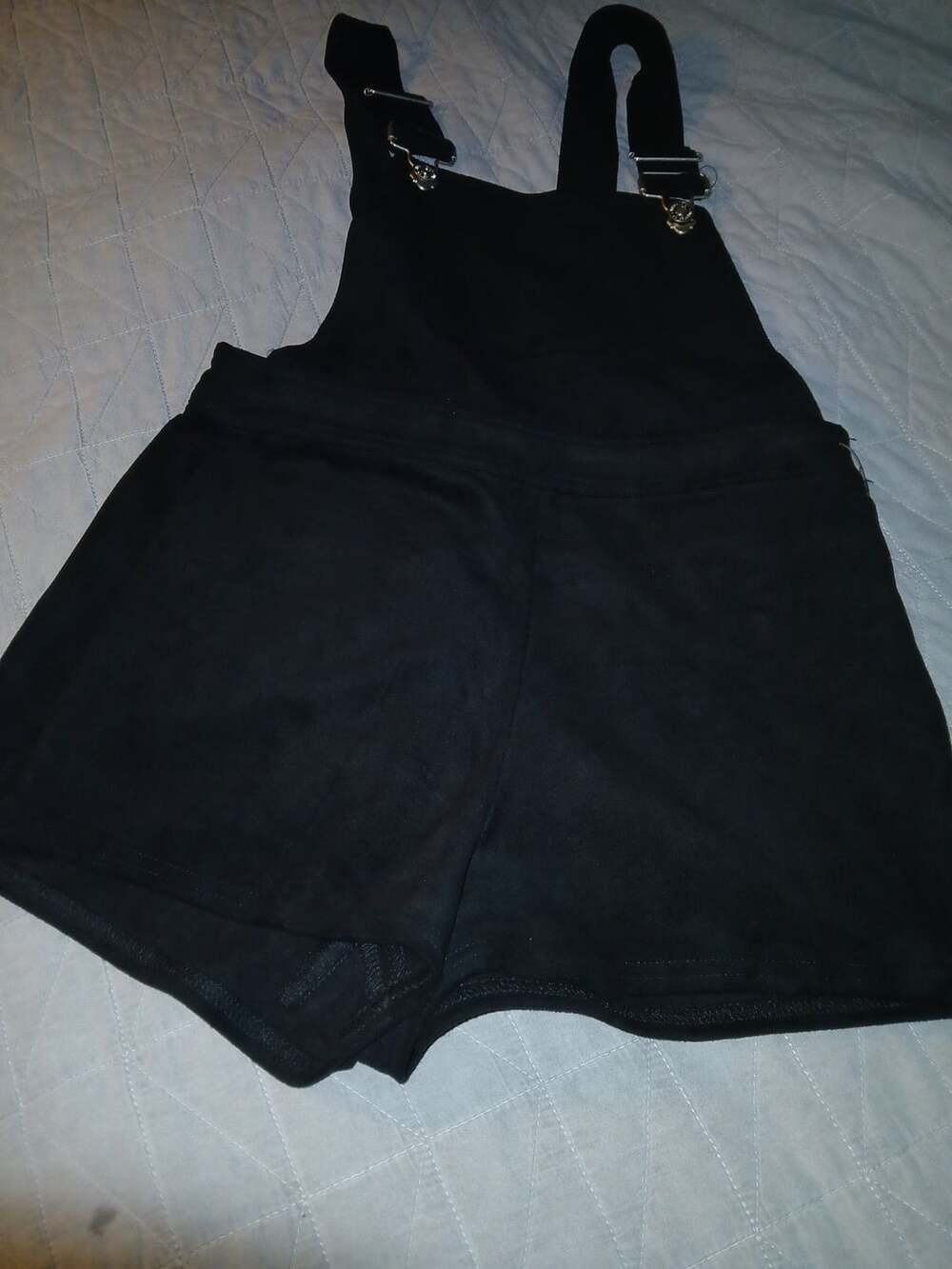 Forever 21 Black Faux Suede Overall Shorts Size Small